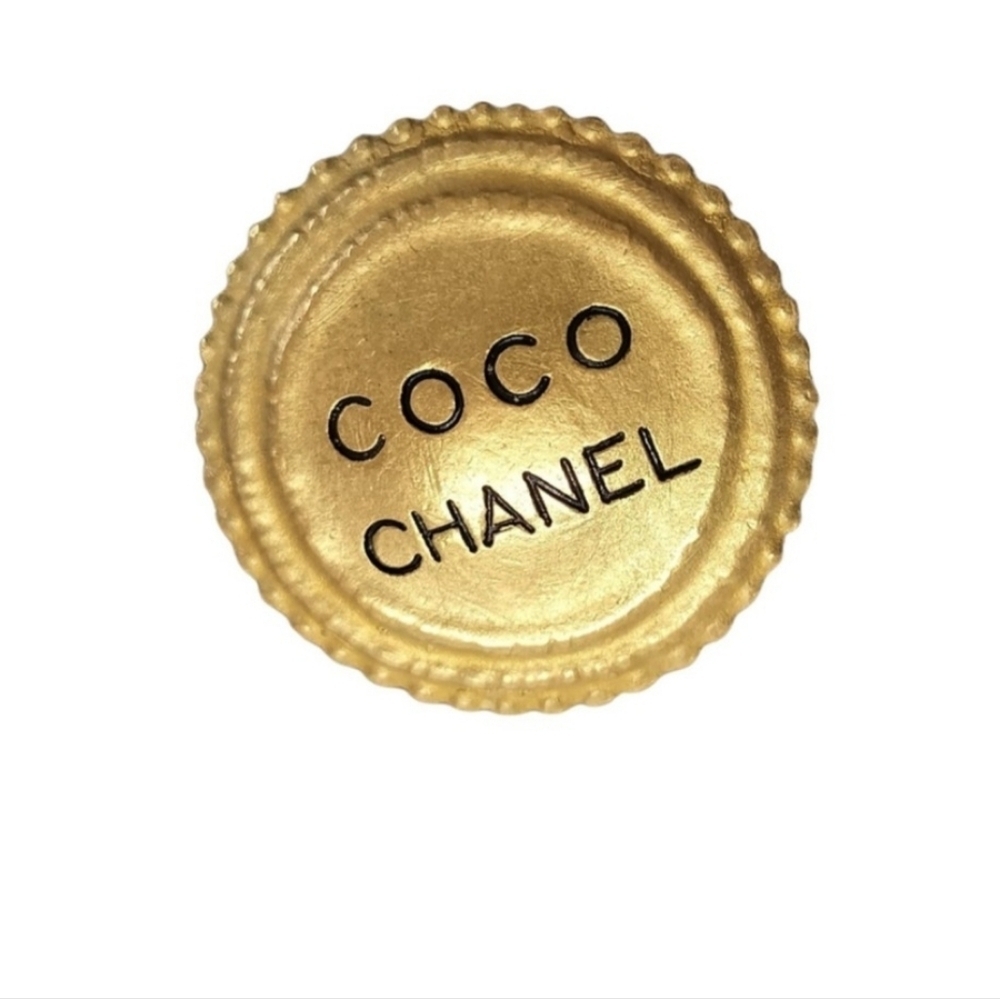 CHANEL Gold Button Earrings - Picture 8 of 8